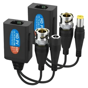 Balun de Video y Energía RJ45 a BNC para Cámaras CCTV – Transceptor Pasivo Ultra HD de 1080p hasta 8MP