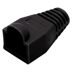 Capuchas Protectoras RJ45 Negras (Pack de 100 Unidades) – Botas de Alivio de Tensión para Conectores de Red Cat5e y Cat6