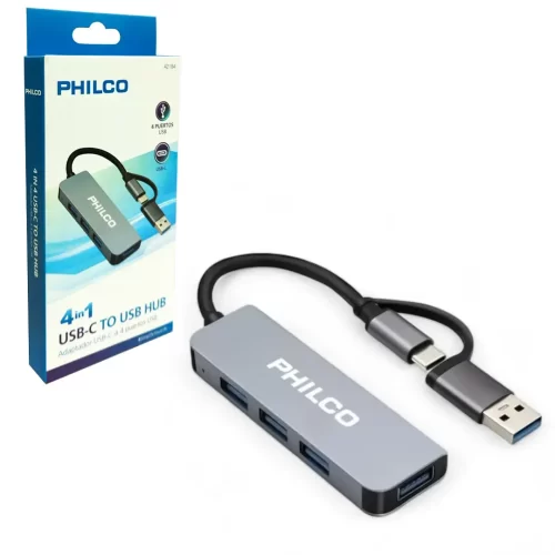 Hub tipo C y USB con 4 usb Philco