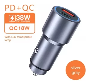 Cargador de Auto Carga Rápida USB y Tipo C 38W