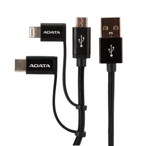 Cable de Carga 3 en 1 Adata (Lightning / USB-C / Micro USB) con Certificación MFi