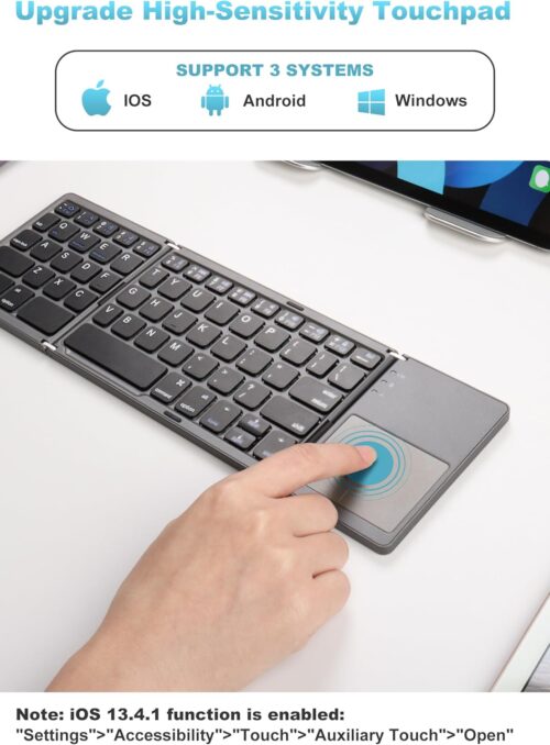 Teclado Bluetooth con scroll incorporado recargable y plegable con letra Ñ - Imagen 7