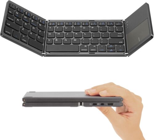 Teclado Bluetooth con scroll incorporado recargable y plegable con letra Ñ