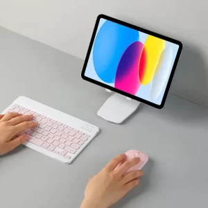 Teclado y mouse bluetooth inalámbrico teclado recargable rosado y celeste