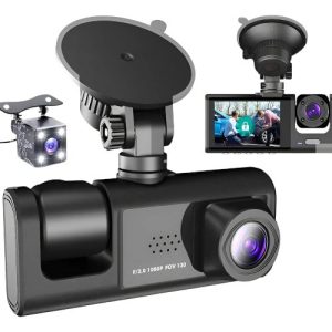 Cámara para Auto Triple Grabación Frontal Interior y Trasera Full HD 1080P