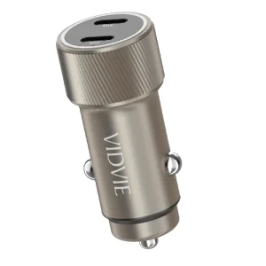 Cargador Rápido para Auto 60W Doble USB-C con Cable Incluido