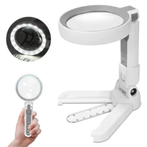 Lupa LED 24 LEDs Recargable con Soporte de Mesa y Uso de Mano