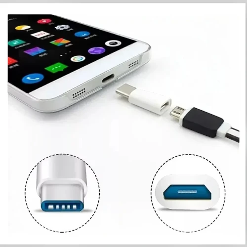 Adaptador Micro USB V8 Hembra a USB-C Macho para Android - Imagen 2